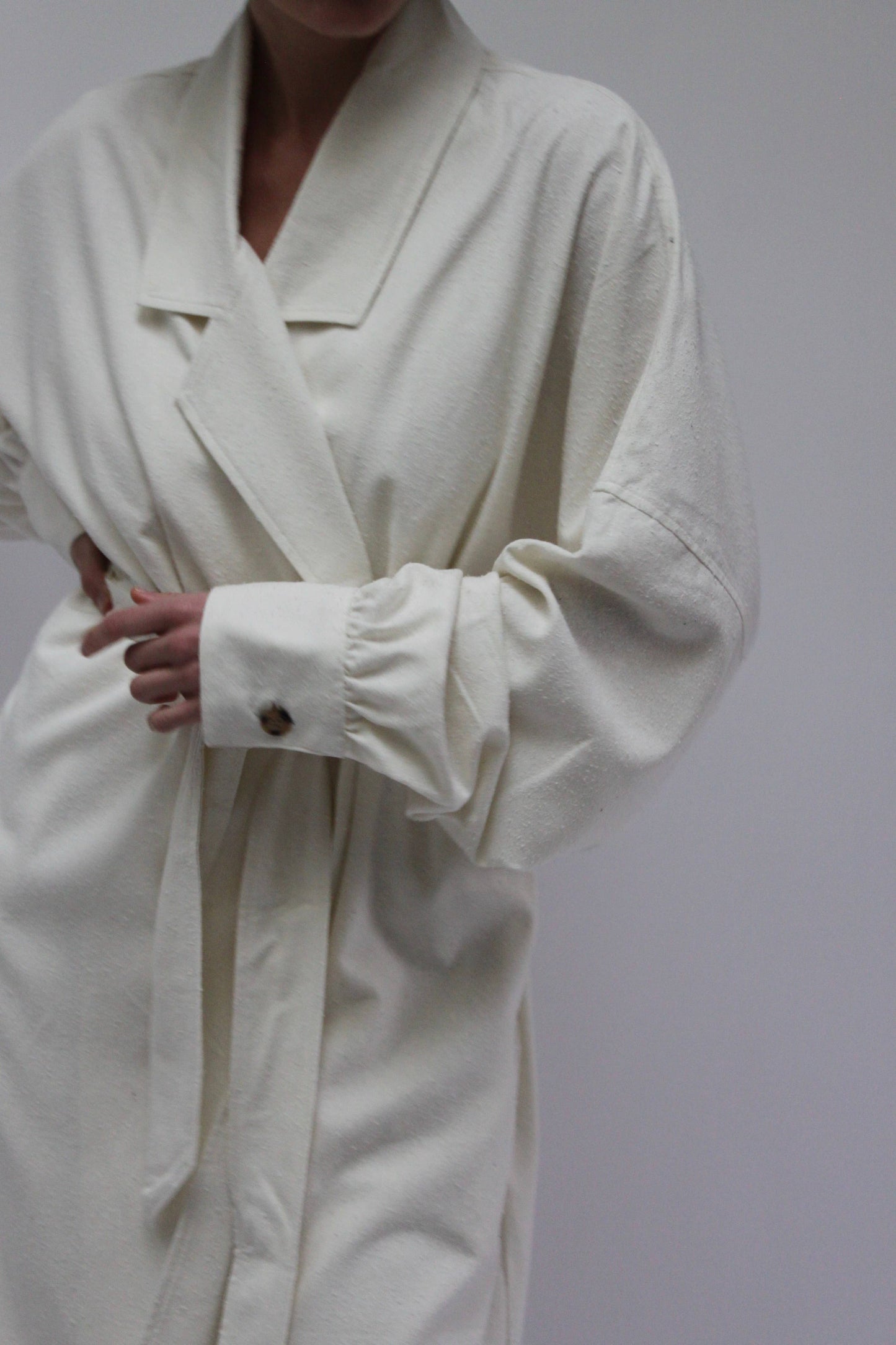 Na Nin - Layla Raw Silk Wrap Dress in Cream