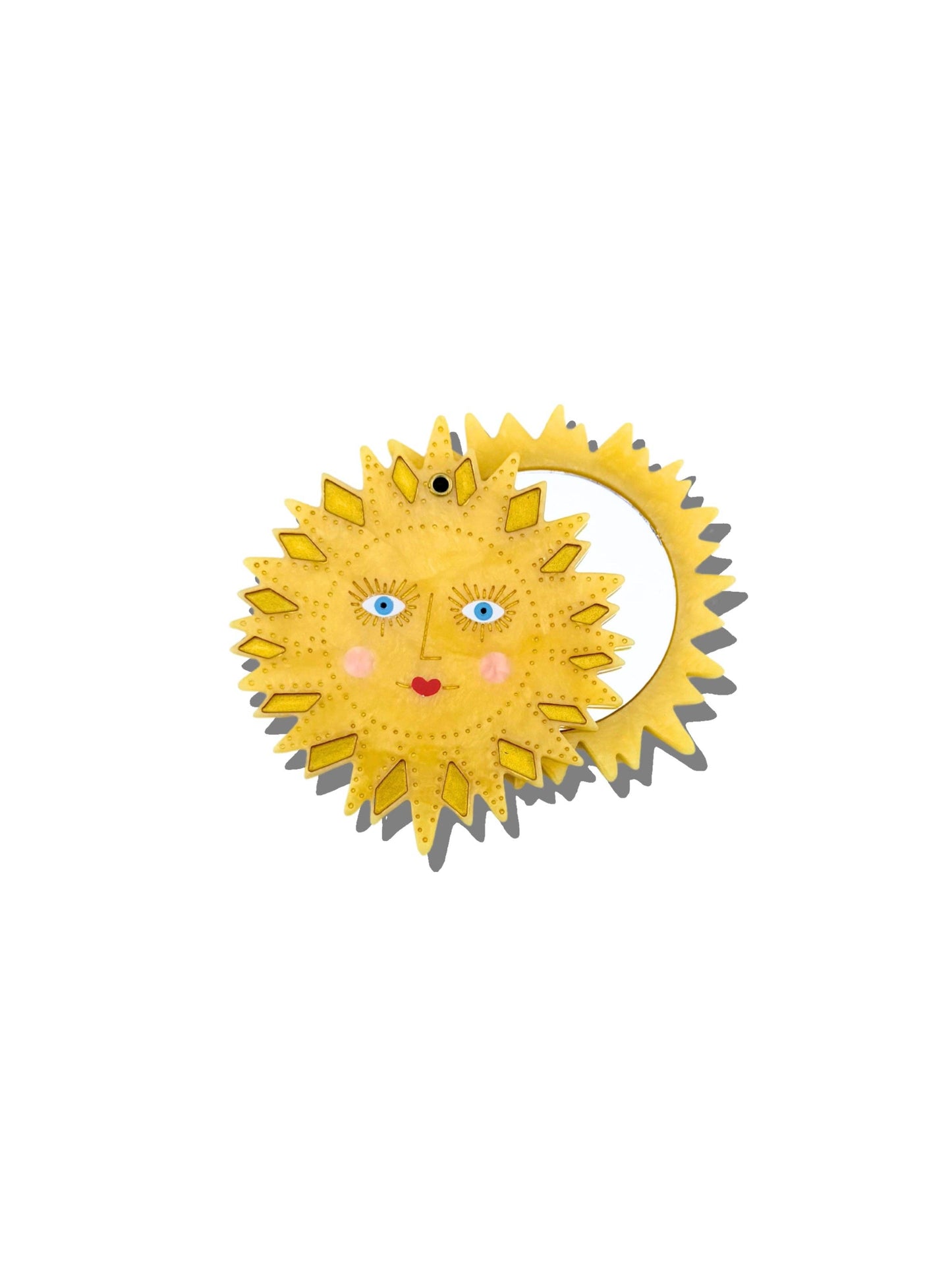 Solar Eclipse - Hand-painted Celestial Sun Compact Mirror | Eco-Friendly