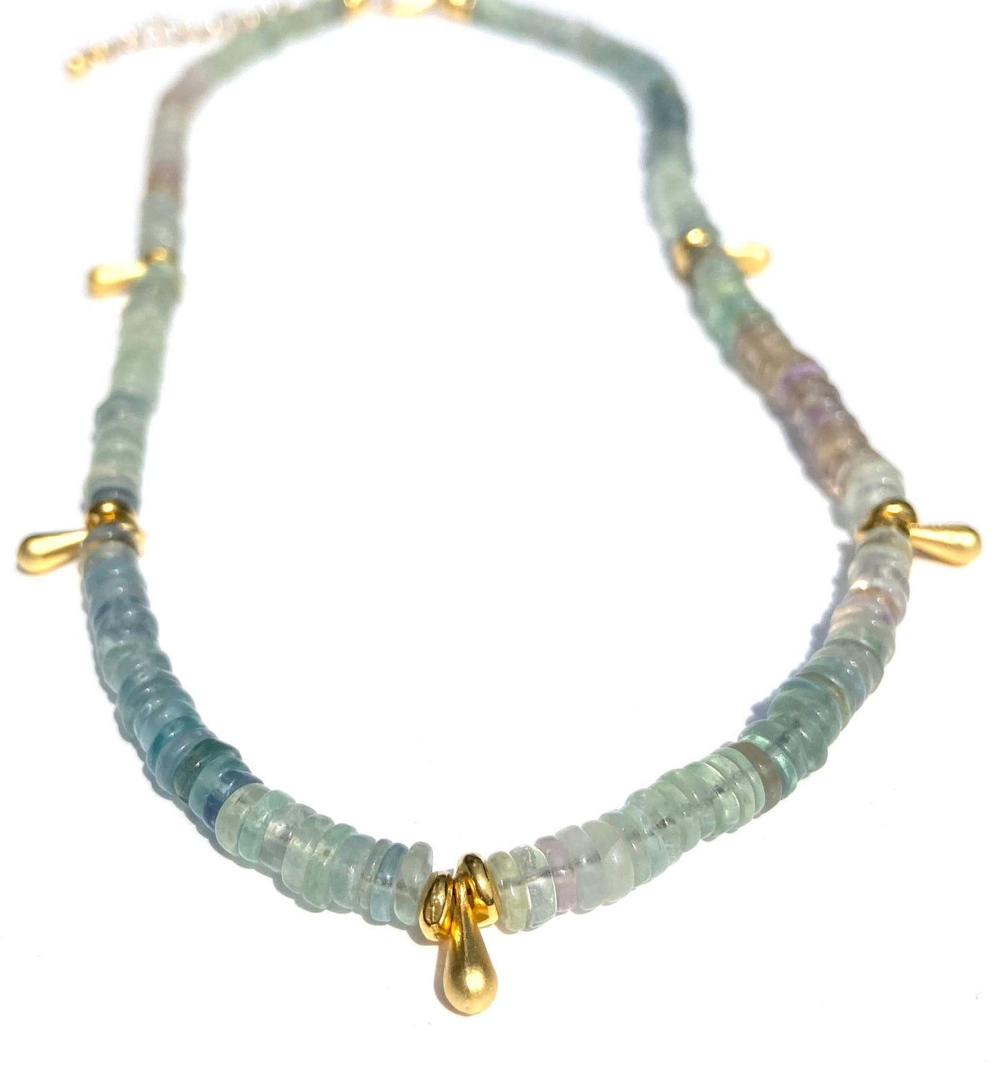 Heather Kahn - Essential Stone Layer Necklace (Turquoise): Ombre Flourite