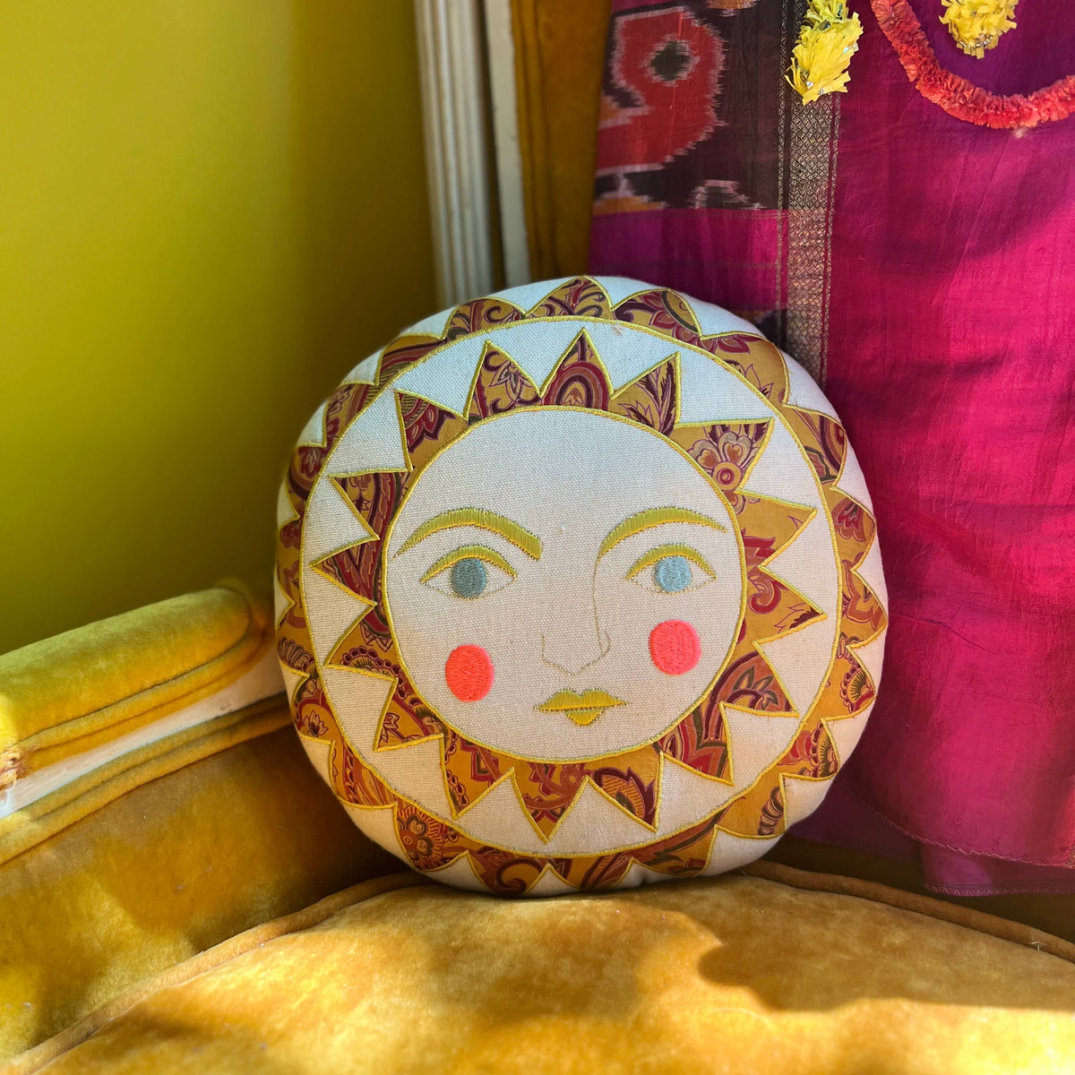 Bright Neon Handmade Sun Pillow