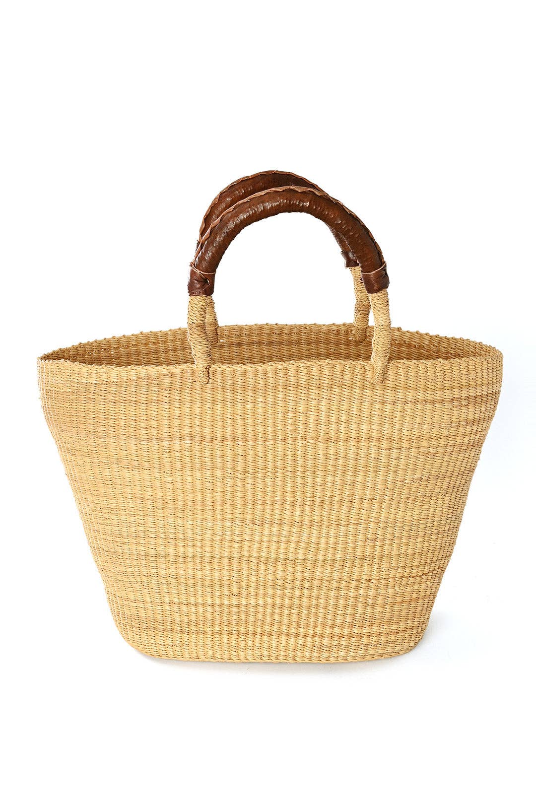 Swahili | AFRICAN MODERN - Natural Grass Oval Shopper with Leather Handles
