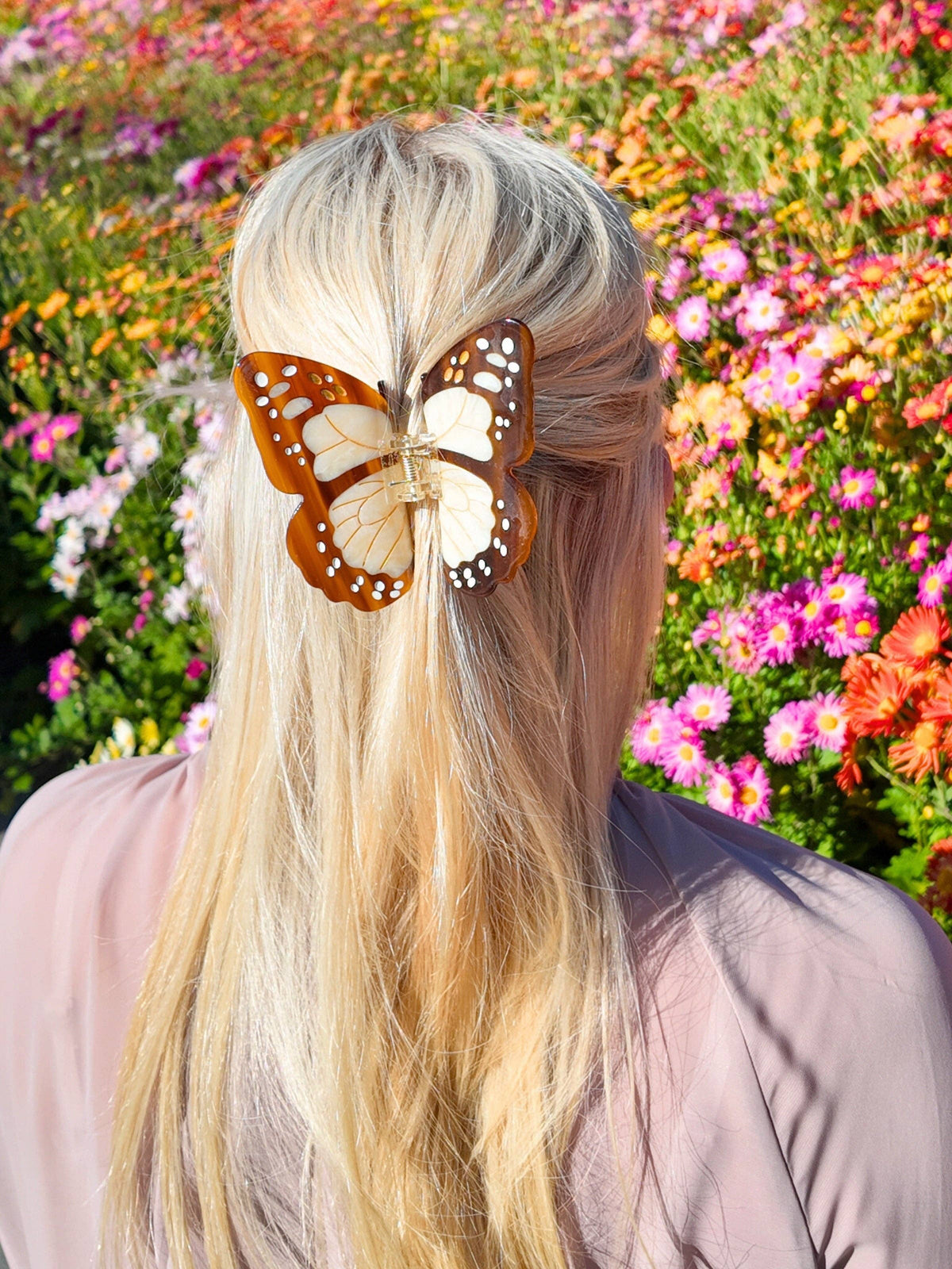 Solar Eclipse - Hand-painted Boho Monarch Claw Hair Clip | Eco-Friendly