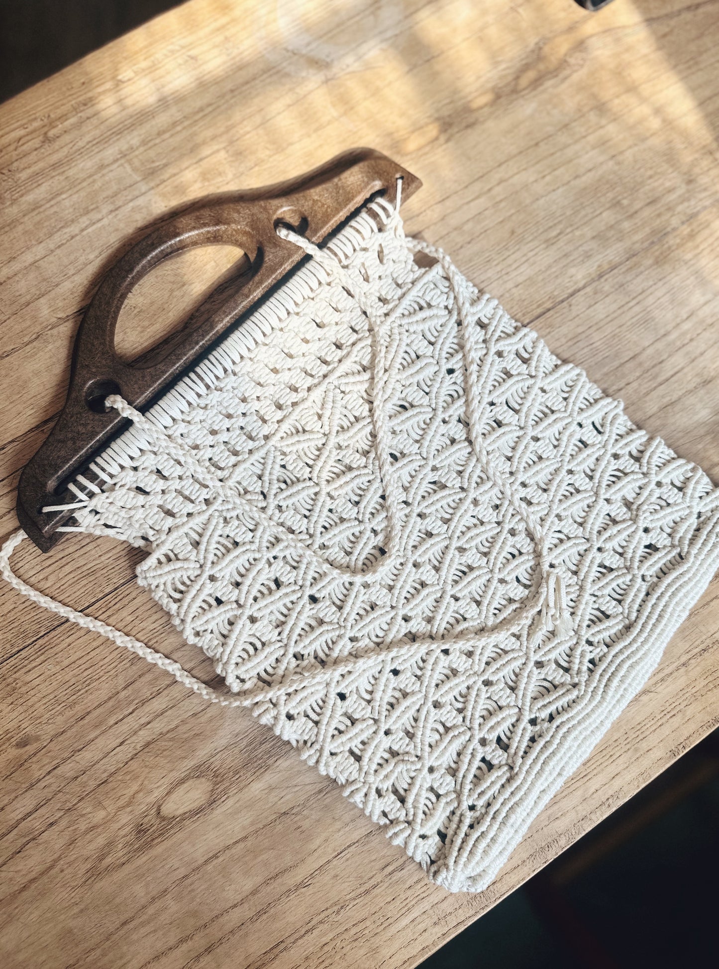 Vintage Spanish Handmade Macramé Bag