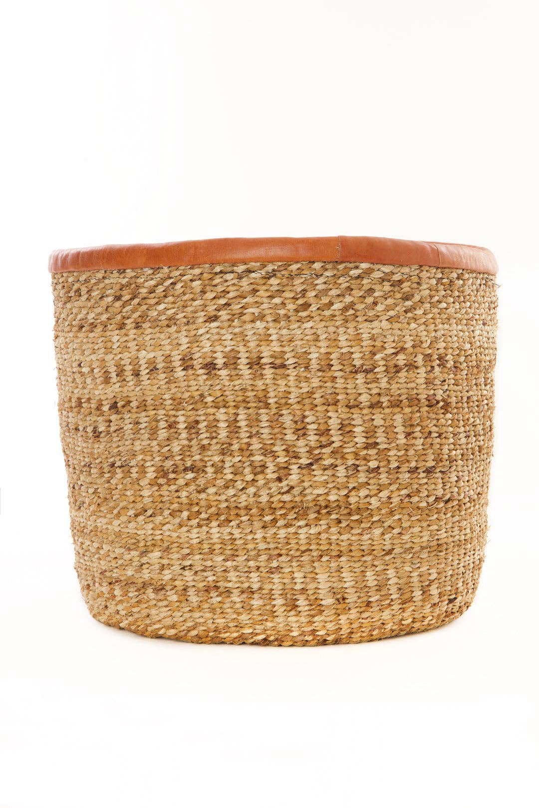 Swahili | AFRICAN MODERN - Banana Fiber Bin Basket with Leather Trim