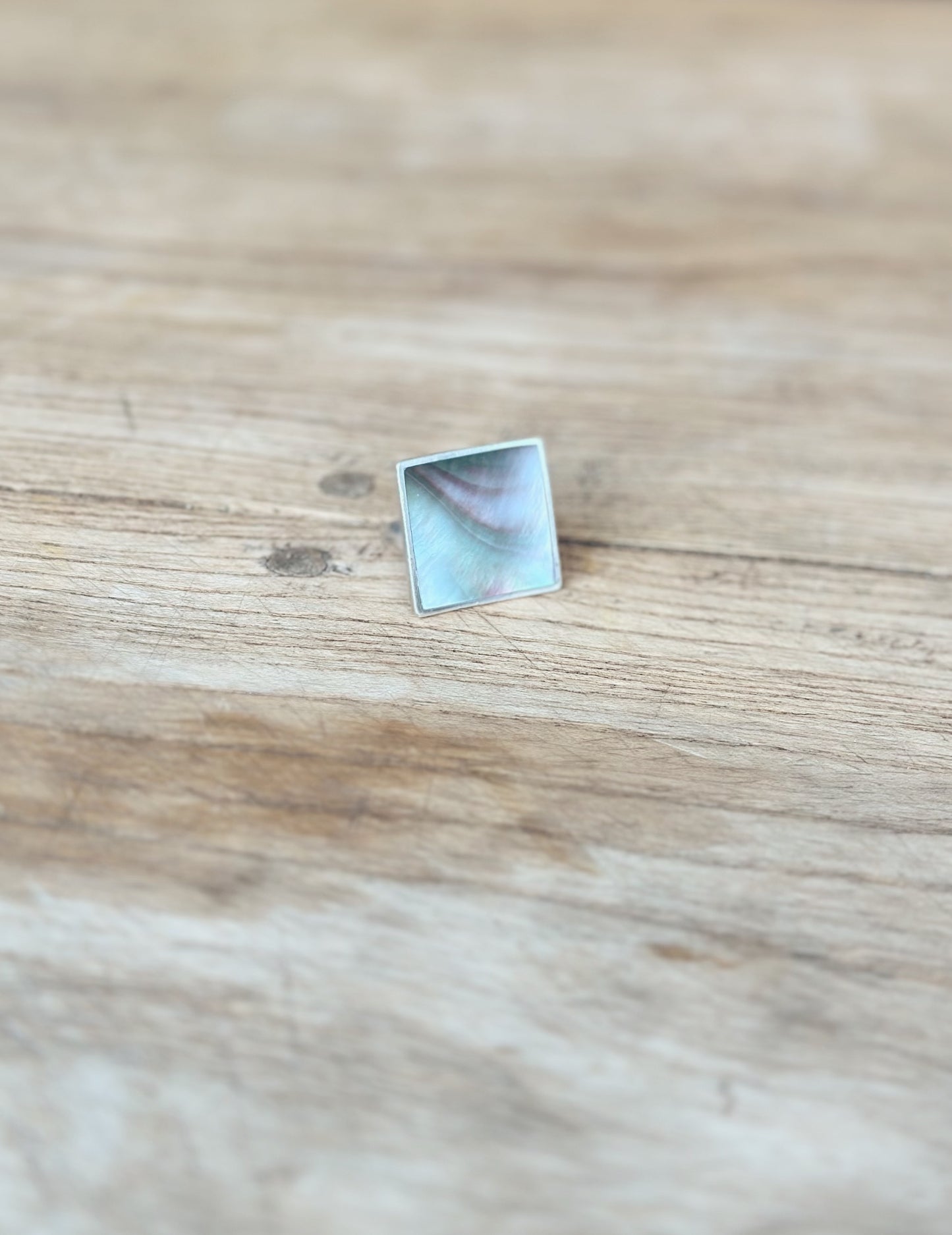 Vintage shell + sterling silver Spanish rectangle ring