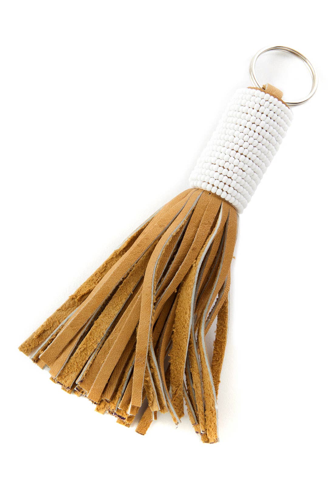 Swahili | AFRICAN MODERN - Wayfarer Tassel Key Ring with White Beads
