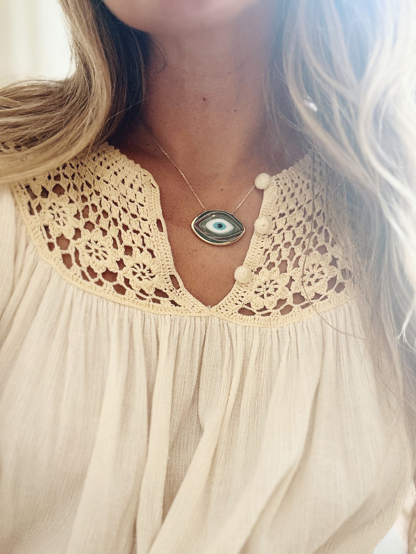 Greek mati eye pendant necklace