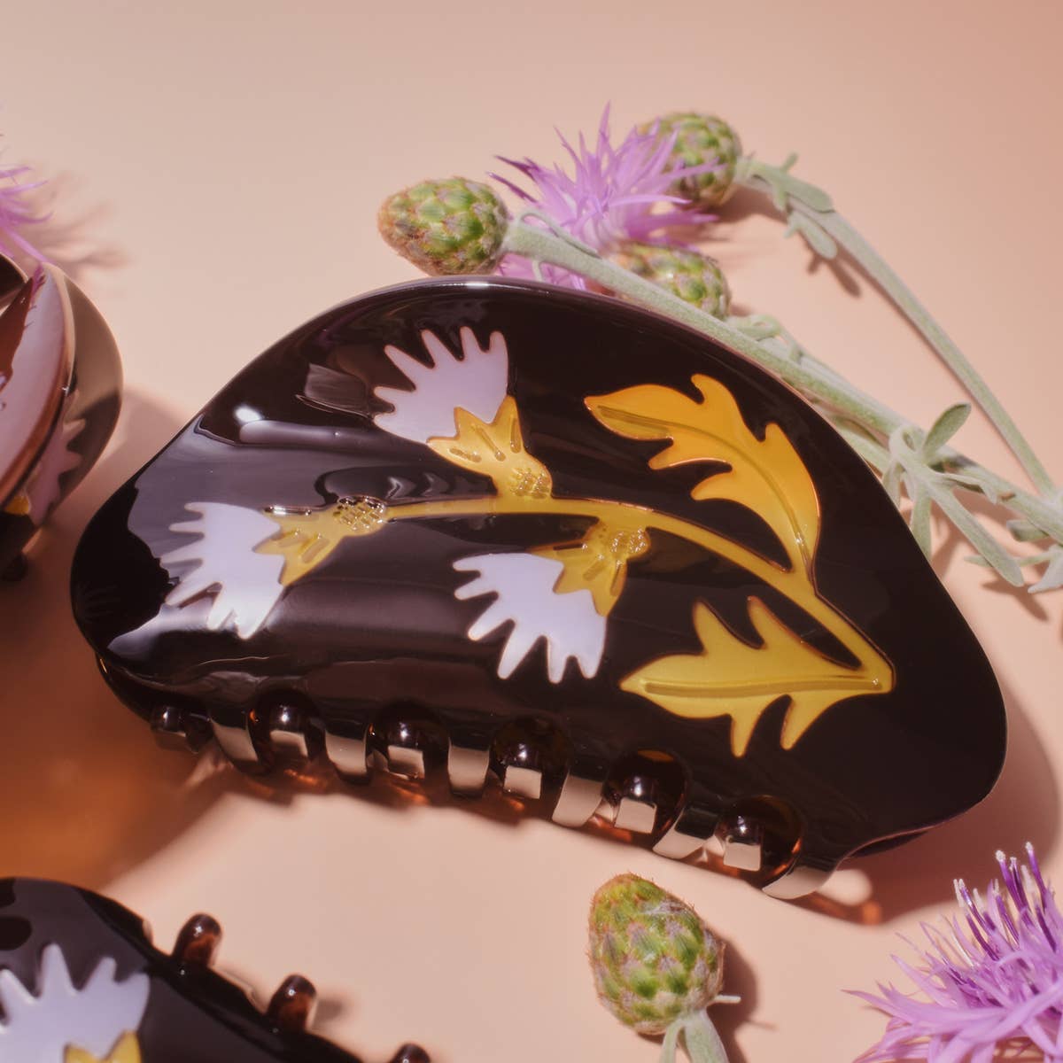 WINONA IRENE - Women's Milk Thistle Hair Claw Dark Brown and Gold Acetate