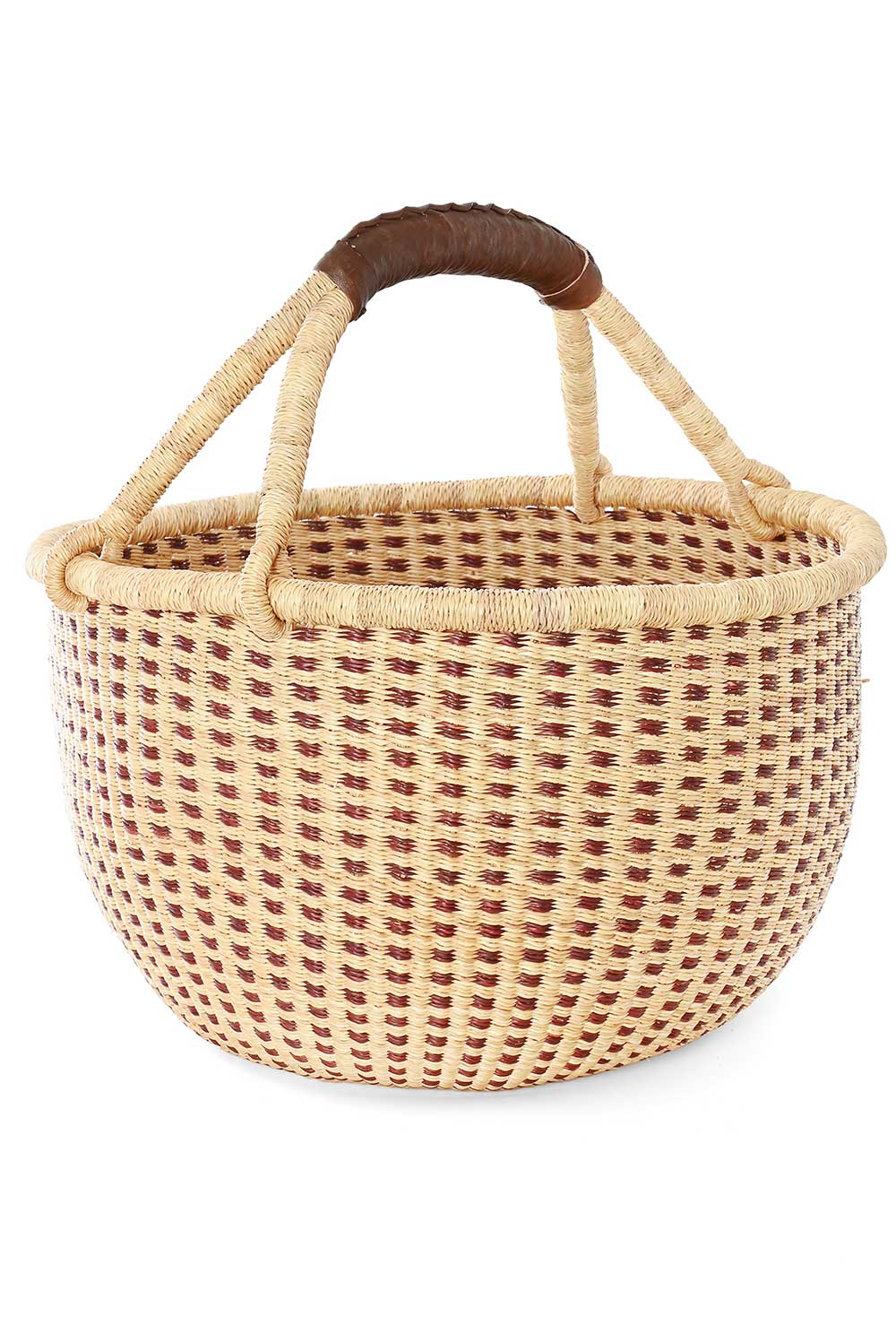 Swahili | AFRICAN MODERN - Chestnut and Natural Checked Bolga Basket