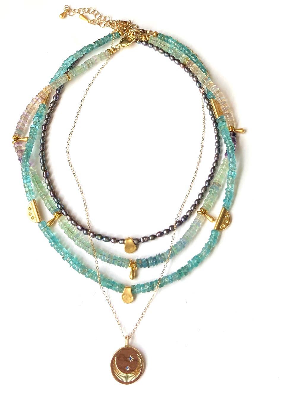 Heather Kahn - Delicate Pearl Necklace: Peacock Grey
