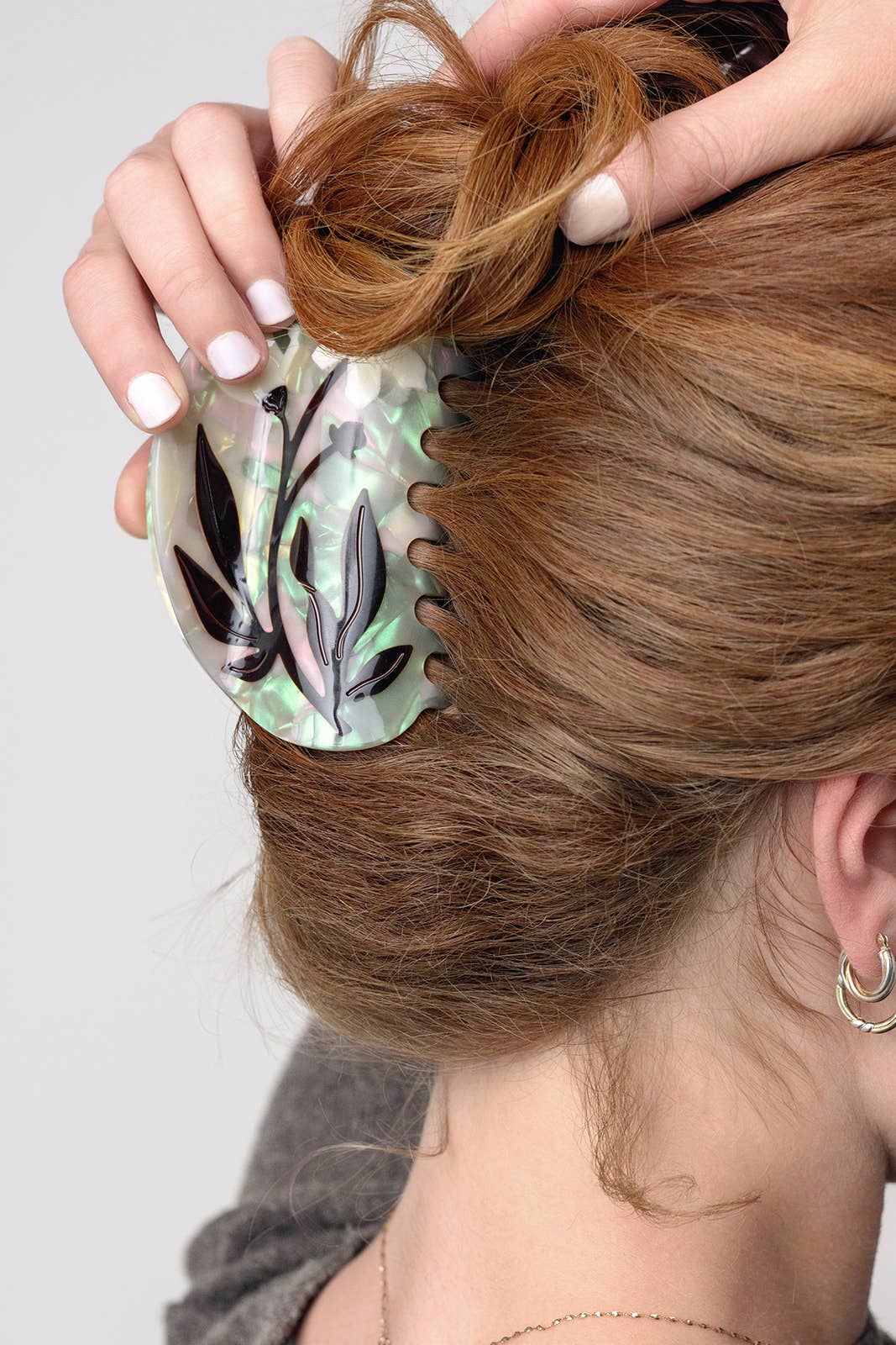 WINONA IRENE - Bryony Floral XL Deep Women's Hair Claw Accessory in Cream