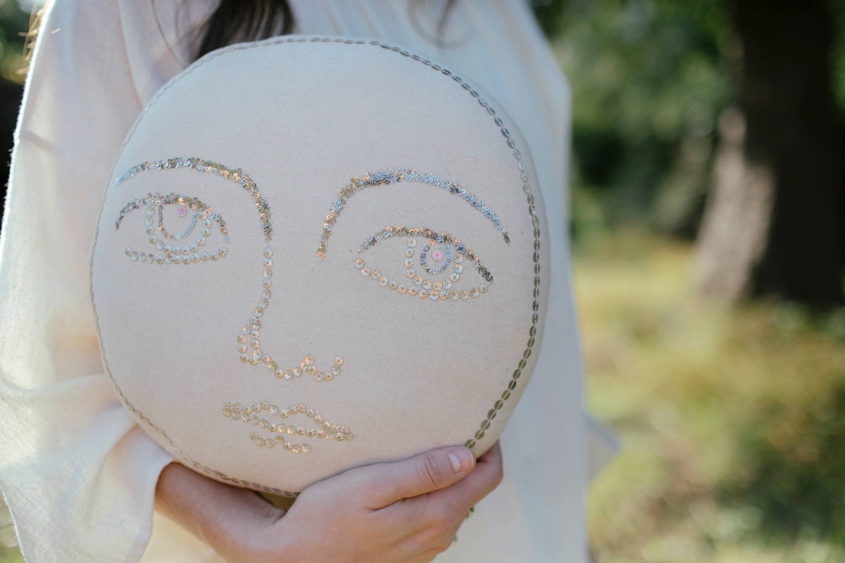 Full Moon Face Handmade Pillow