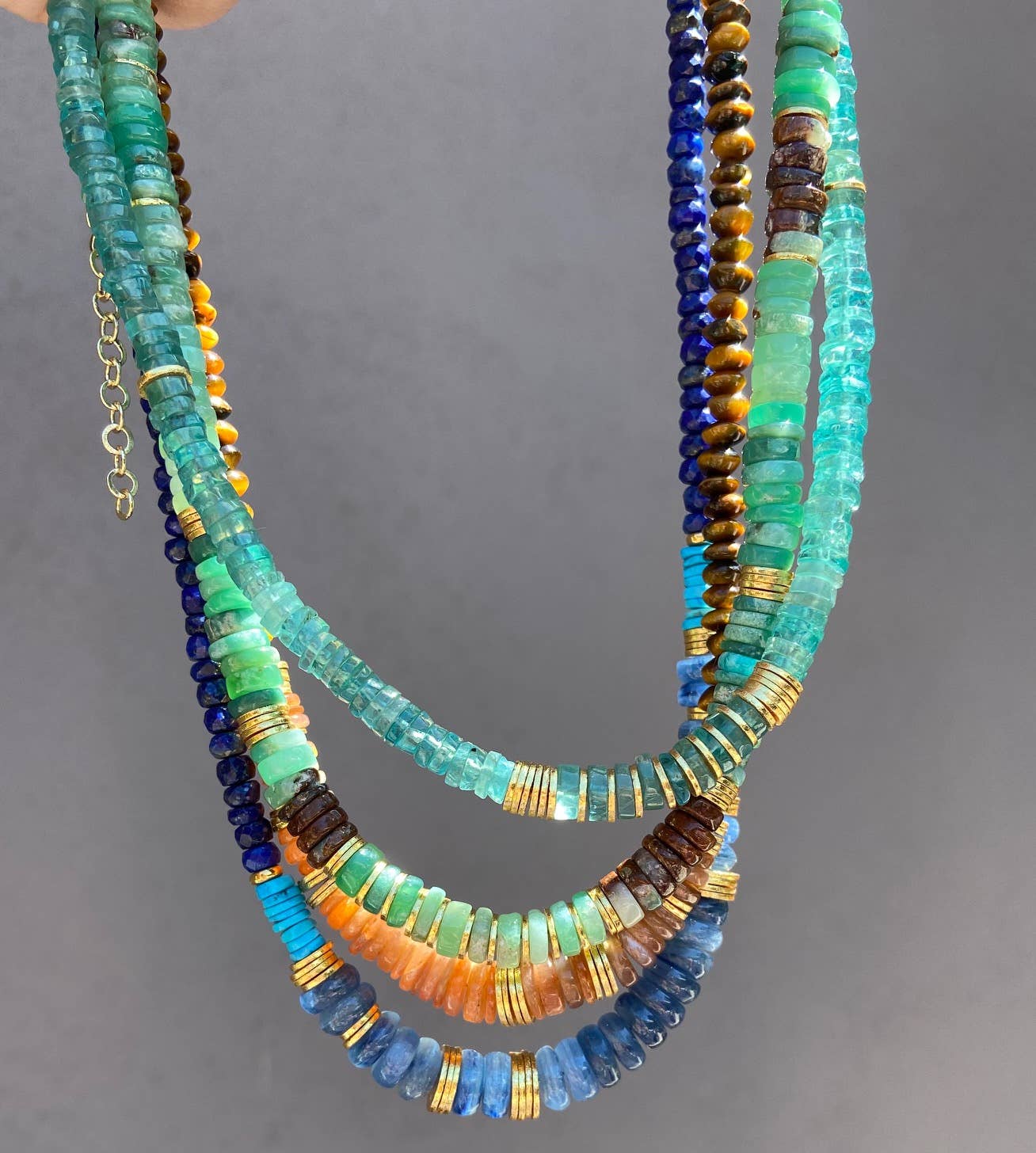 Heather Kahn - Greek Islands Collar Necklace: Peach Moonstone/Tiger's Eye