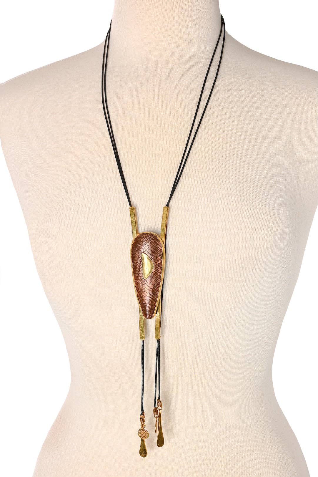 Swahili | AFRICAN MODERN - Copper and Brass Shield Bolo Necklace