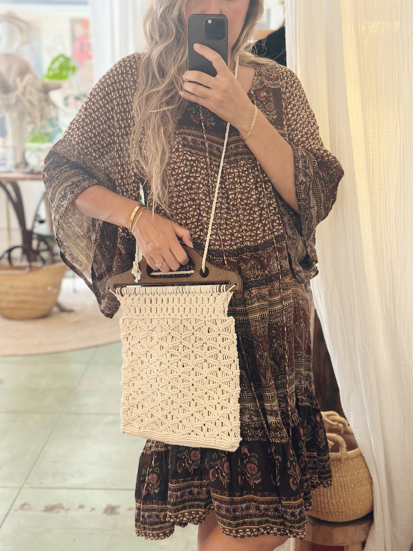 Vintage Spanish Handmade Macramé Bag