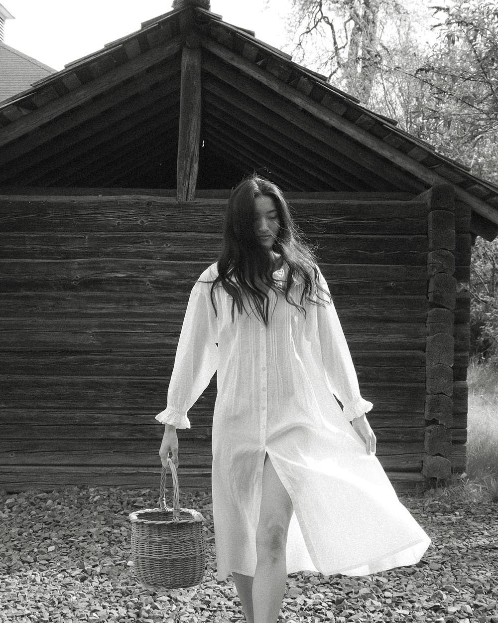 Thalia Dress in White Cotton Voile