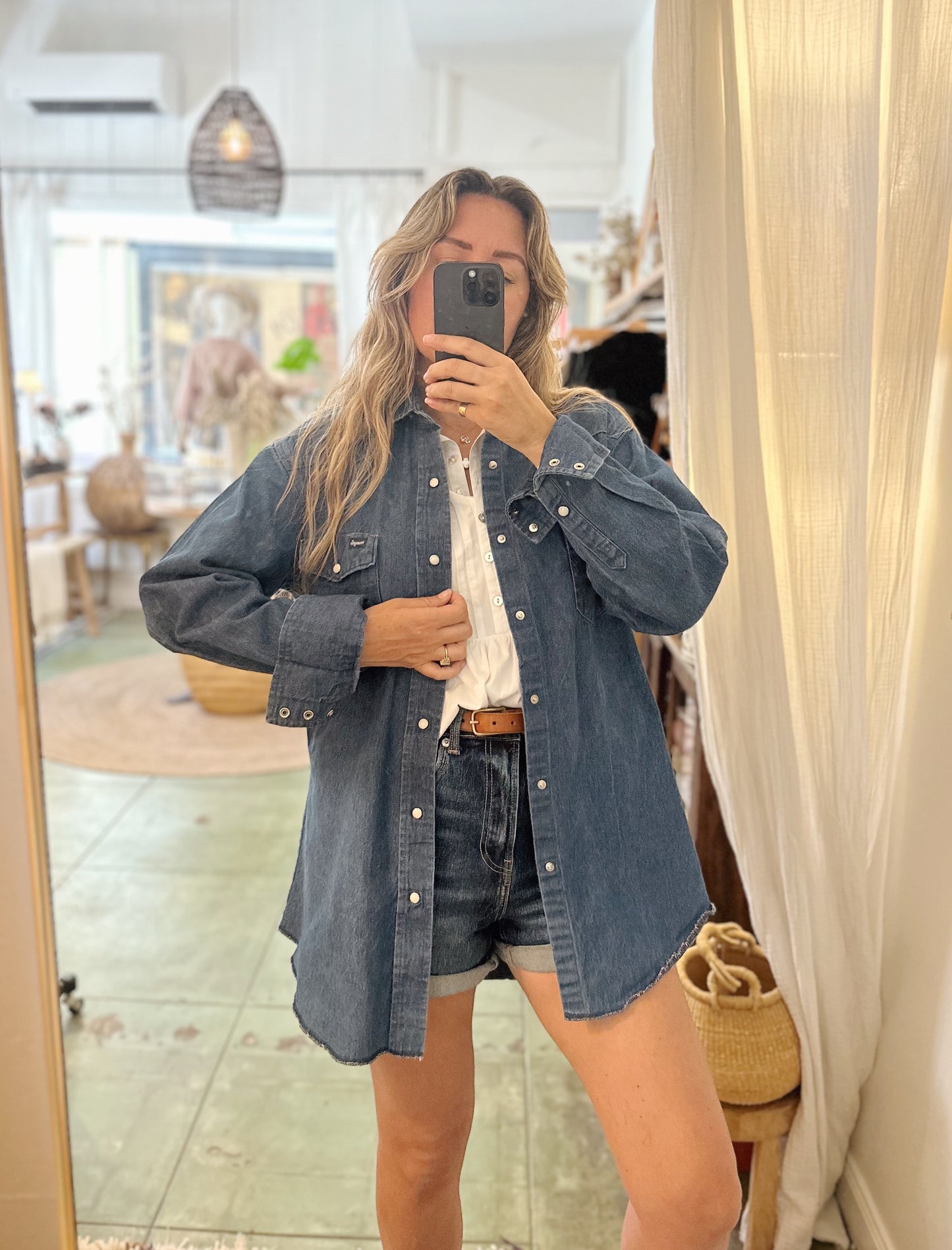 Vintage Wrangler denim button up shirt jacket