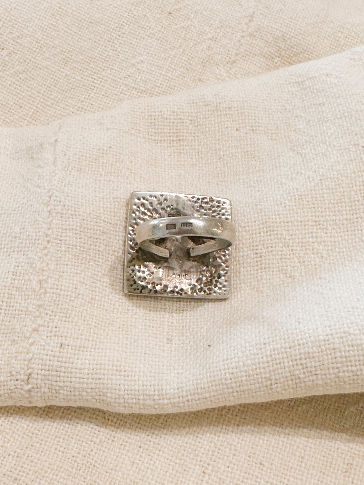 Vintage Onyx + mother of pearl Spanish sterling statement ring