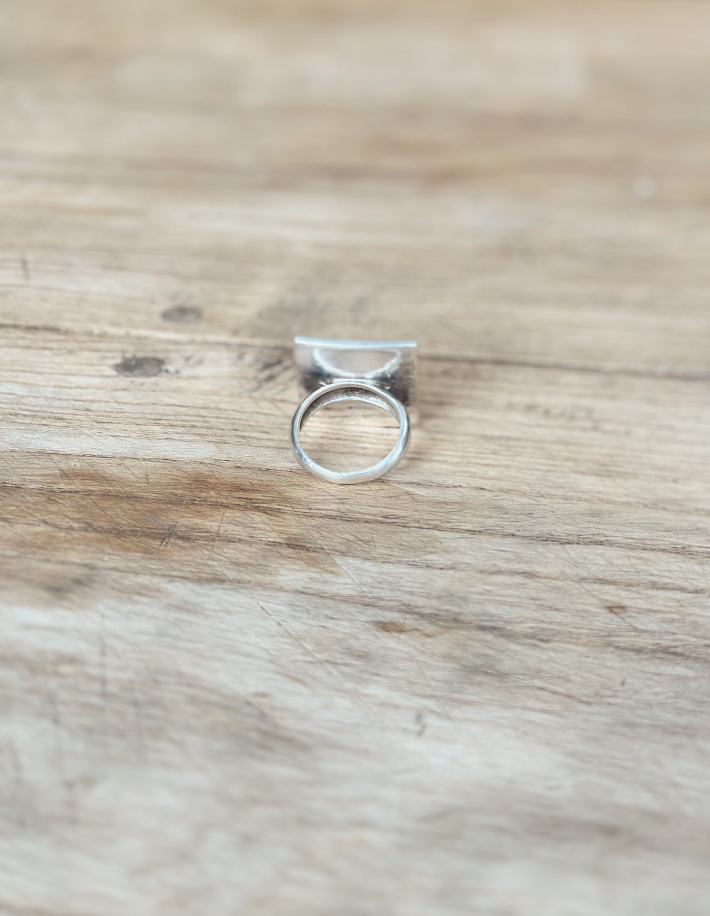 Vintage shell + sterling silver Spanish rectangle ring