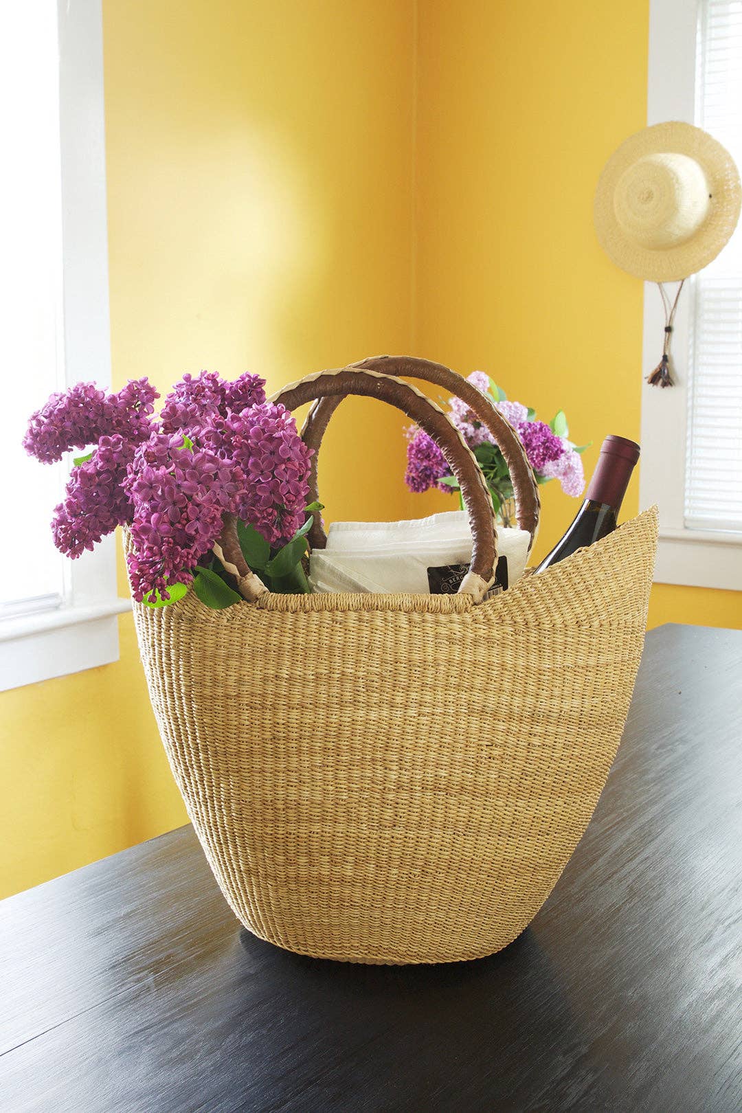 Swahili | AFRICAN MODERN - Natural Ghanaian Wing Shopper with Brown Leather