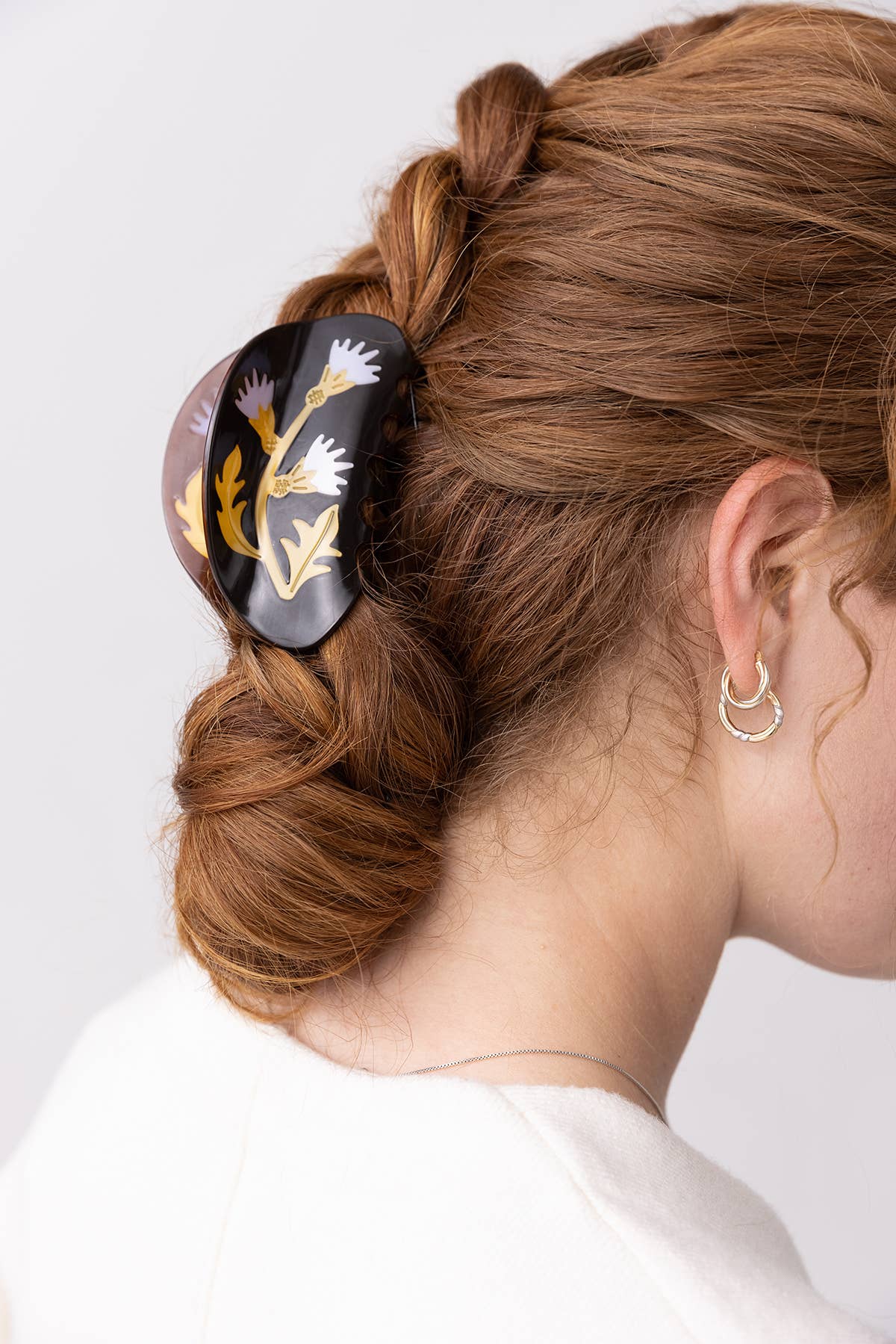 WINONA IRENE - Women's Milk Thistle Hair Claw Dark Brown and Gold Acetate