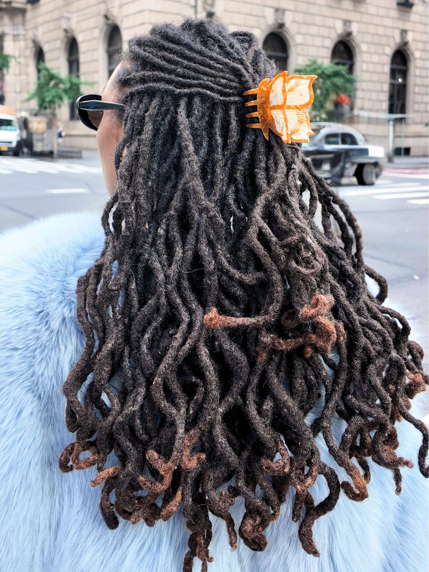 Solar Eclipse - Hand-painted Australian Amethyst Butterfly Claw Hair Clip |