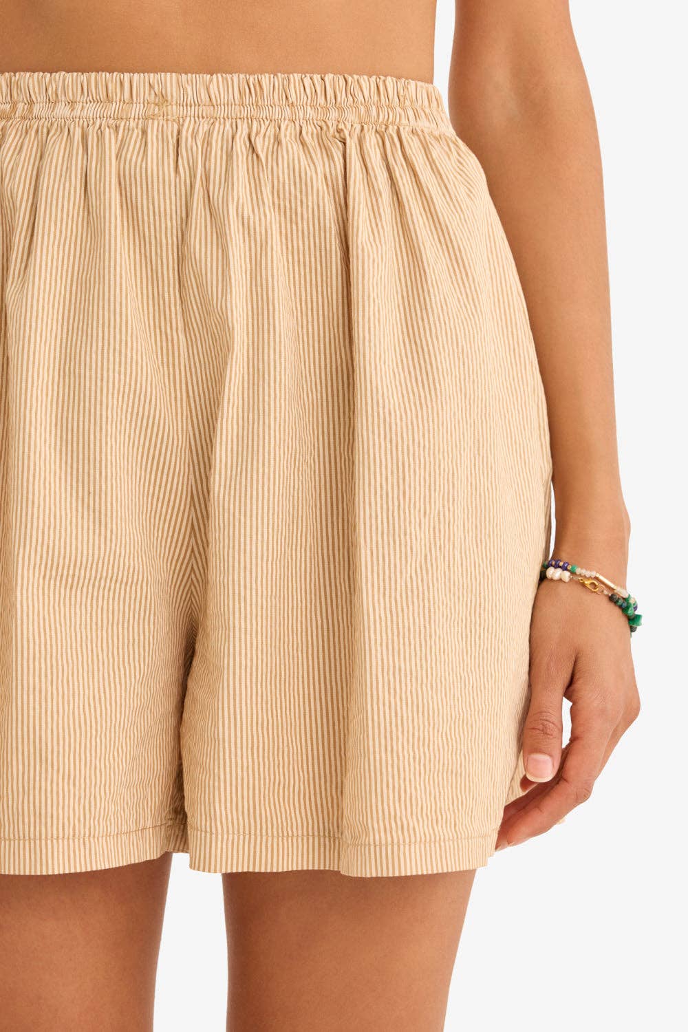 The Poplin Boxer Shorts in Camello Stripes - Marché