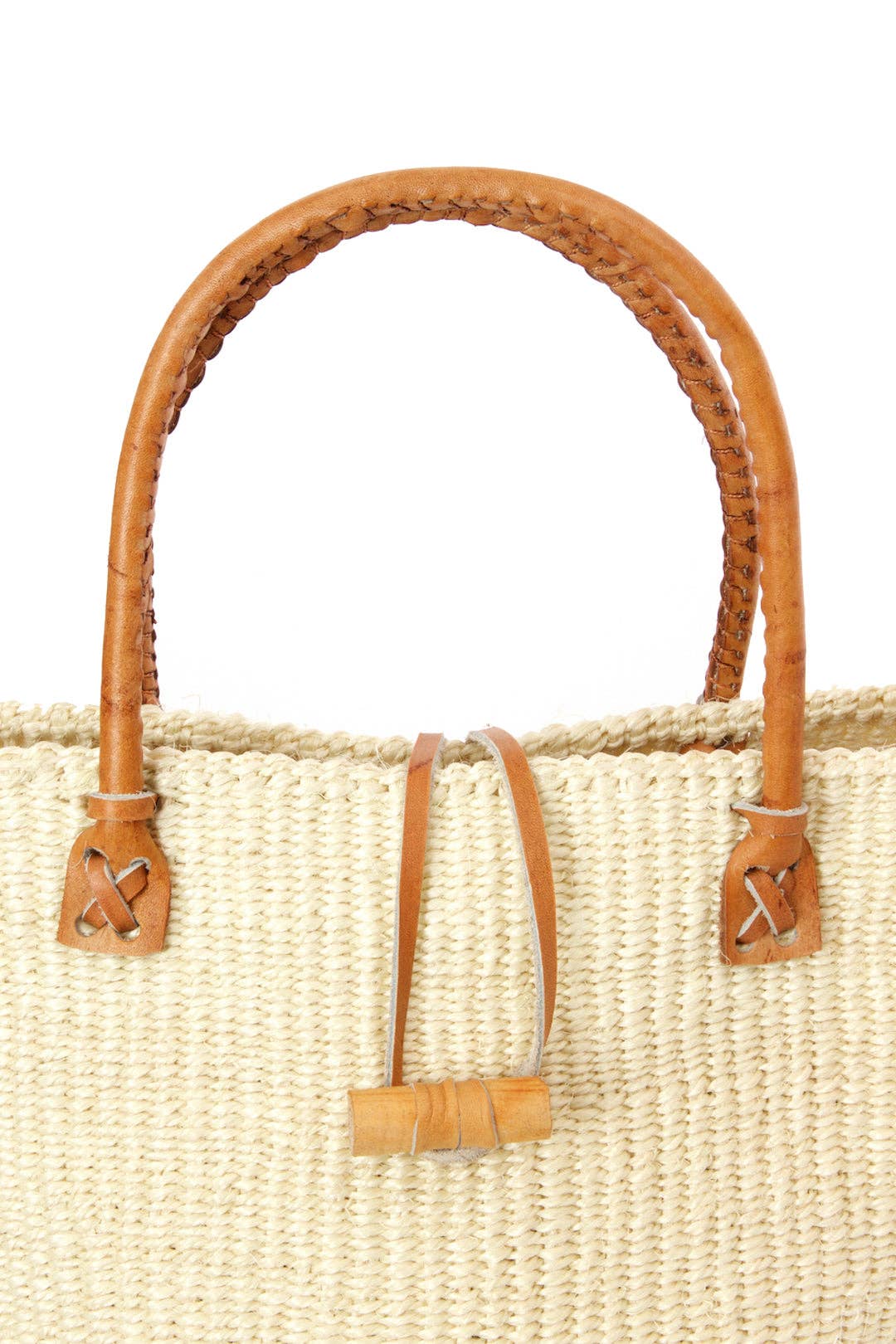 Swahili | AFRICAN MODERN - Classic Natural Sisal Handbag with Leather Handles