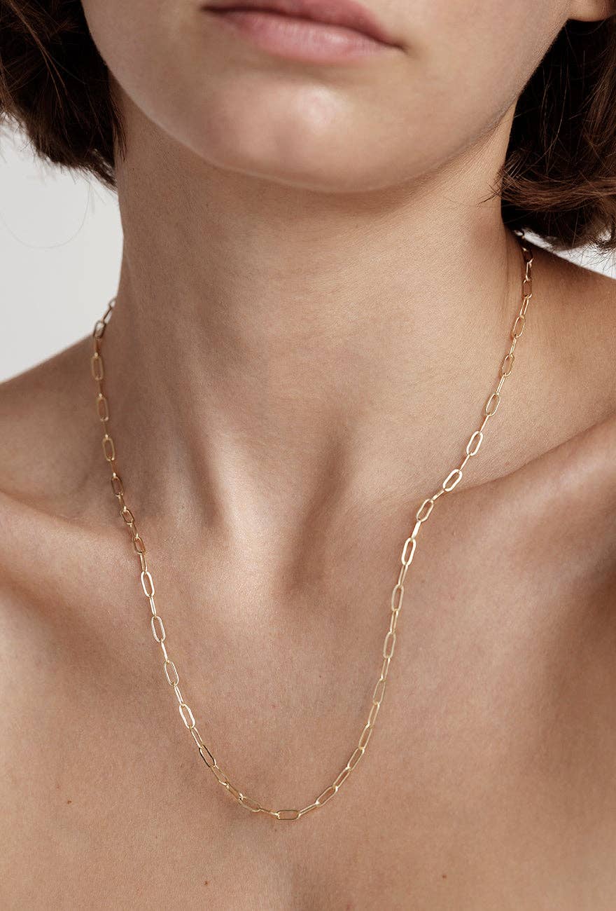 Maslo Jewelry - Paperclip Chain Necklace Gold