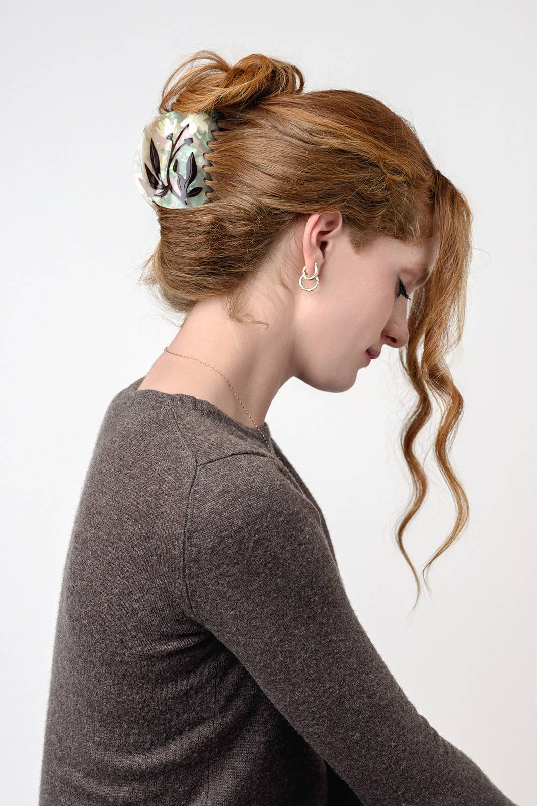 WINONA IRENE - Bryony Floral XL Deep Women's Hair Claw Accessory in Cream