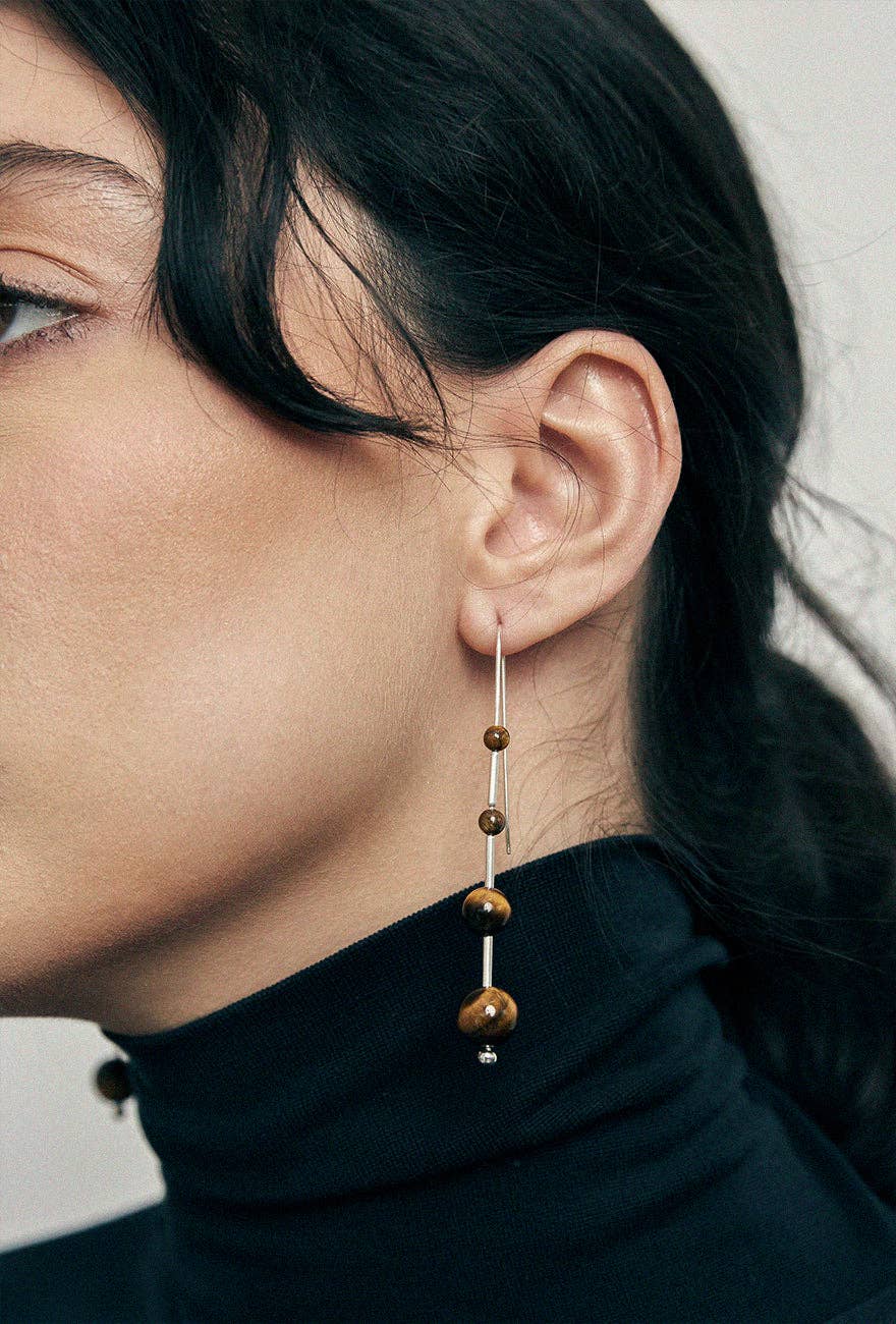 Maslo Jewelry - Idole Earrings Large Tigers Eye