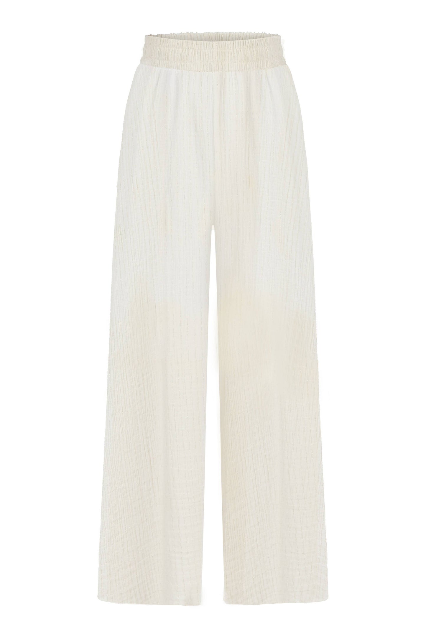 The Handloom - Skye Palazzo Pants - Natural With Gold Stripes: Natural With Gold Stripes / One Size