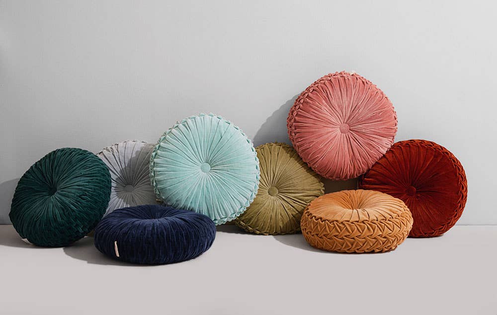 Casa Amarosa - Velvet Round Handmade Pillow, Clay - 16 Inch