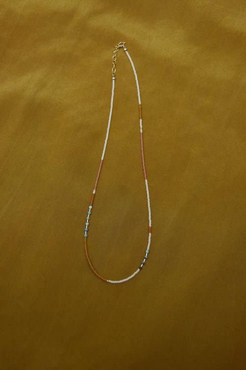 Freestone - Dainty Beaded Choker - Earth with Turquoise: 16-18 inches