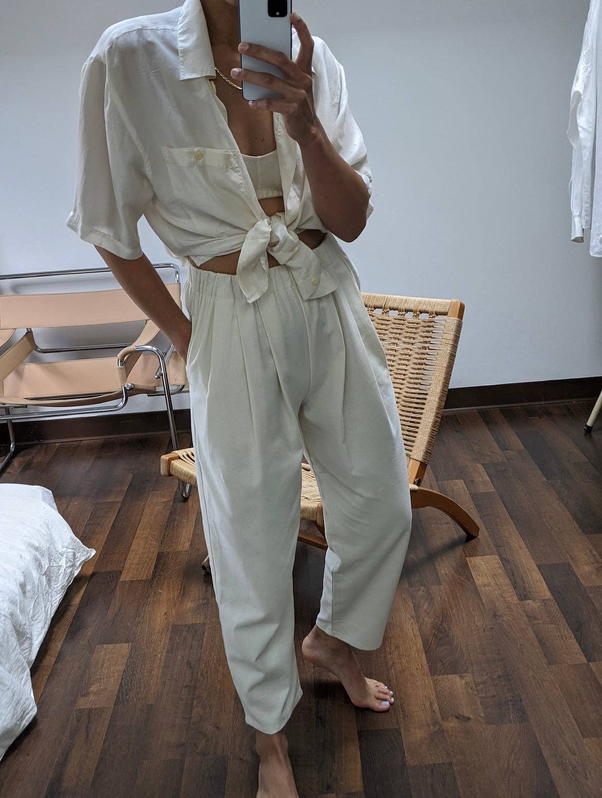 Na Nin - Lena Raw Silk Pant: Cream