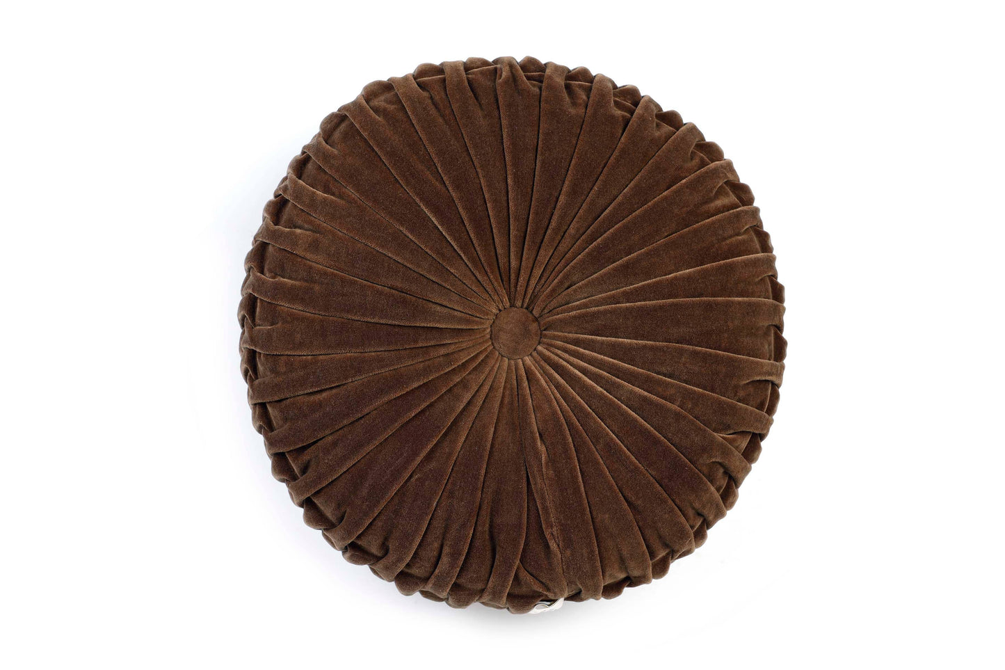 Casa Amarosa - Velvet Round Handmade Pillow, Monk Brown - 16 Inch