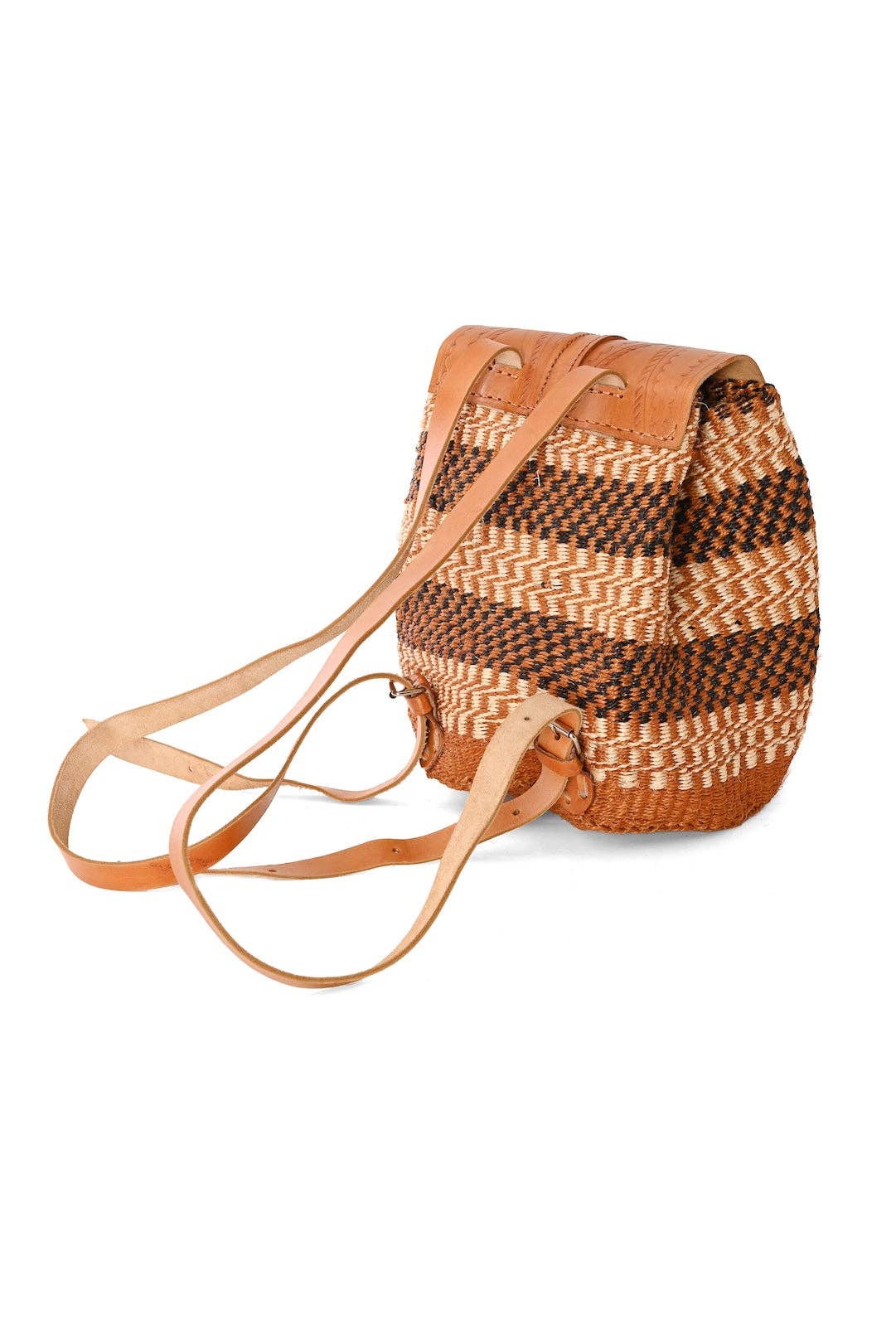 Swahili | AFRICAN MODERN - Assorted Earthtone Leather & Sisal Backpack