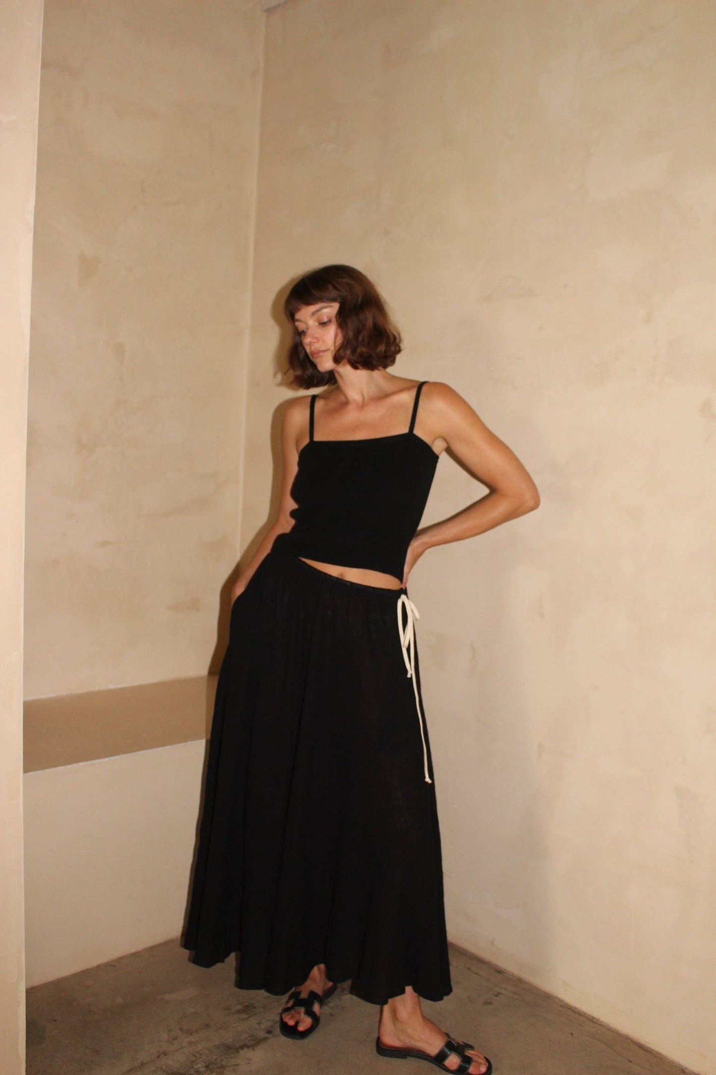 Na Nin - Laurel Cotton Gauze Skirt: Black