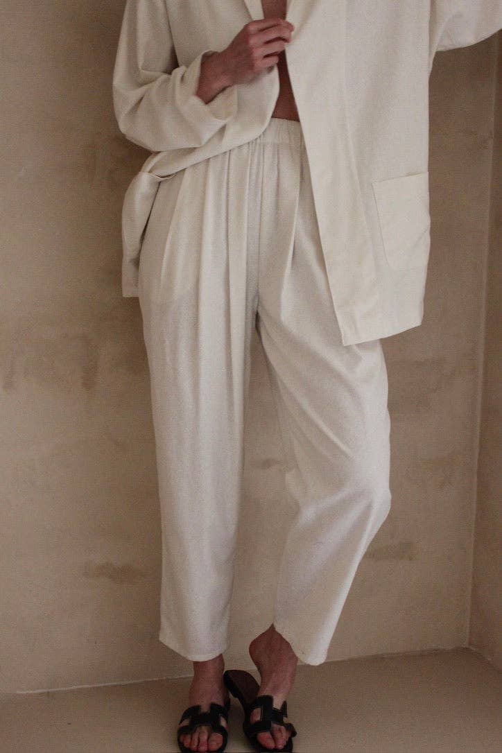 Na Nin - Lena Raw Silk Pant: Cream