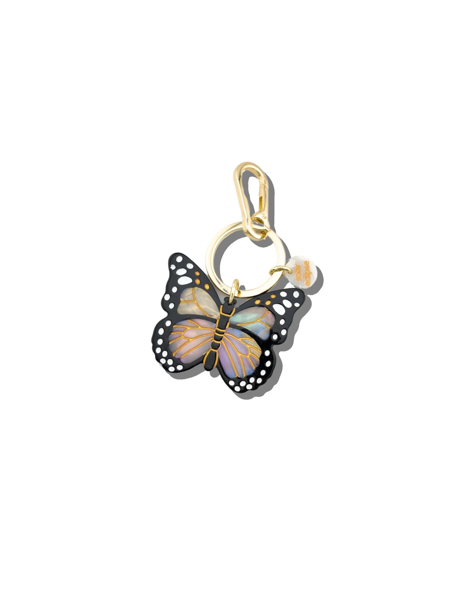 Solar Eclipse - Hand-painted Monarch Butterfly Bag Charm + Keychain: Orange