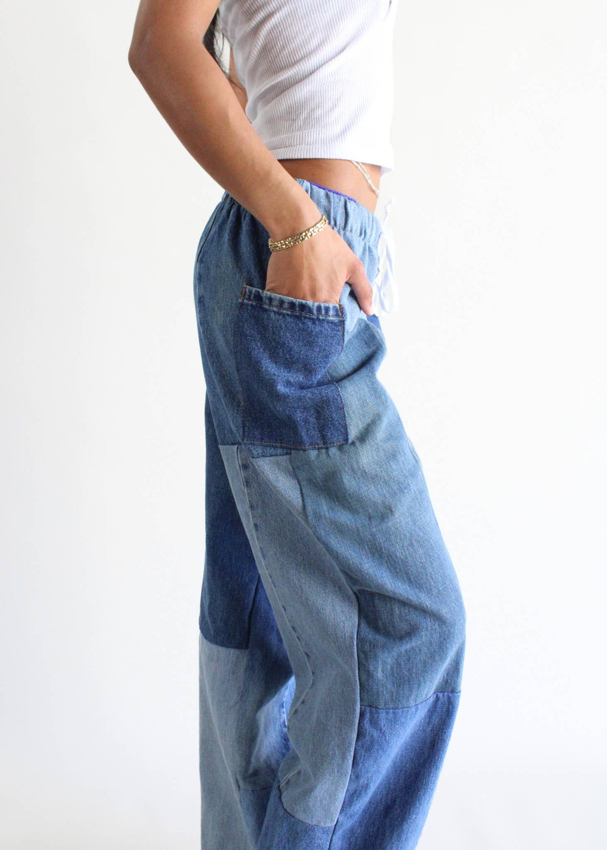 Denim Eco Patchwork Pants