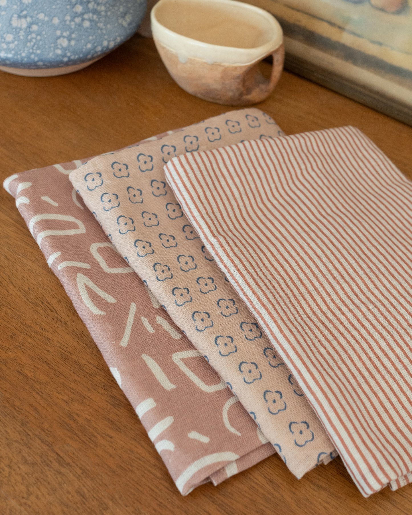Our Heiday - Classic Stripe Terracotta Linen Tea Towel