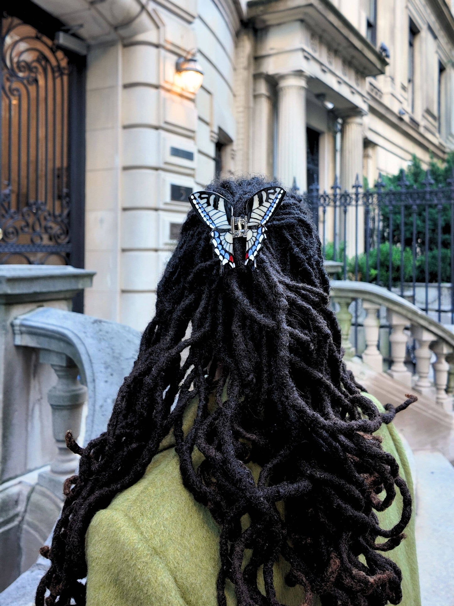 Solar Eclipse - Hand-painted Swallowtail Butterfly Claw Hair Clip: Brown