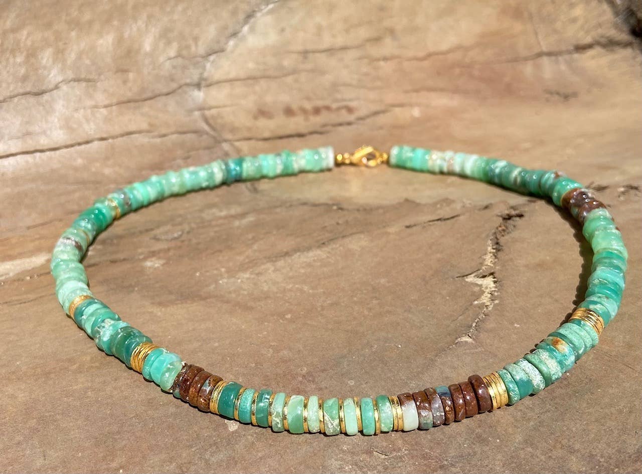 Heather Kahn - Greek Islands Collar Necklace: Peach Moonstone/Tiger's Eye