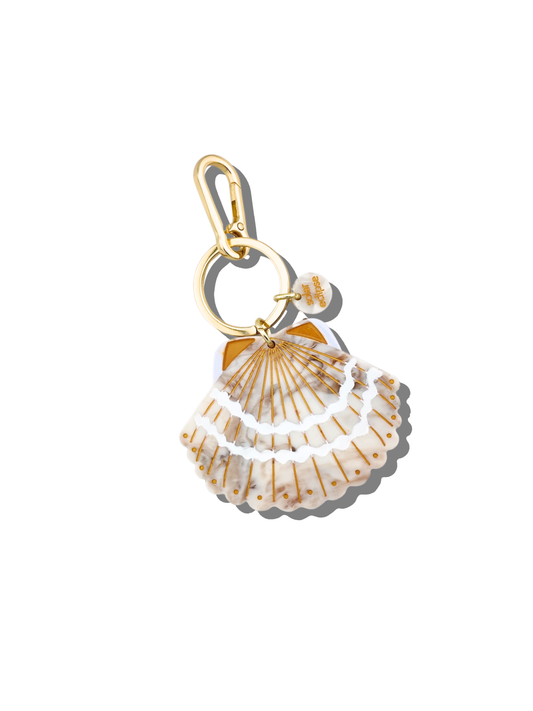 Solar Eclipse - Hand-painted Seashell Bag Charm & Keychain | Eco-Friendly