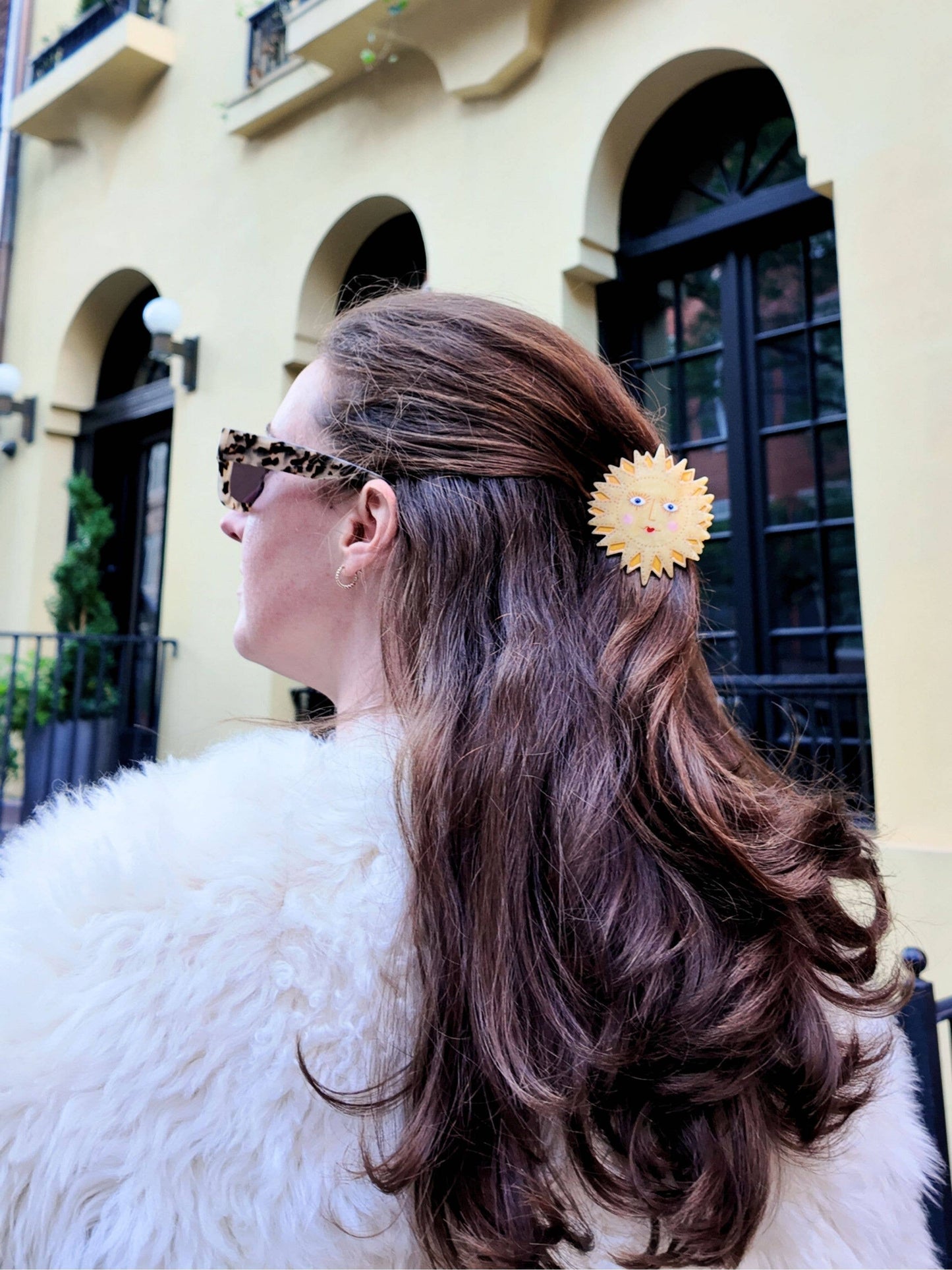 Solar Eclipse - Hand-painted Celestial Sun Claw Hair Clip | Eco-Friendly