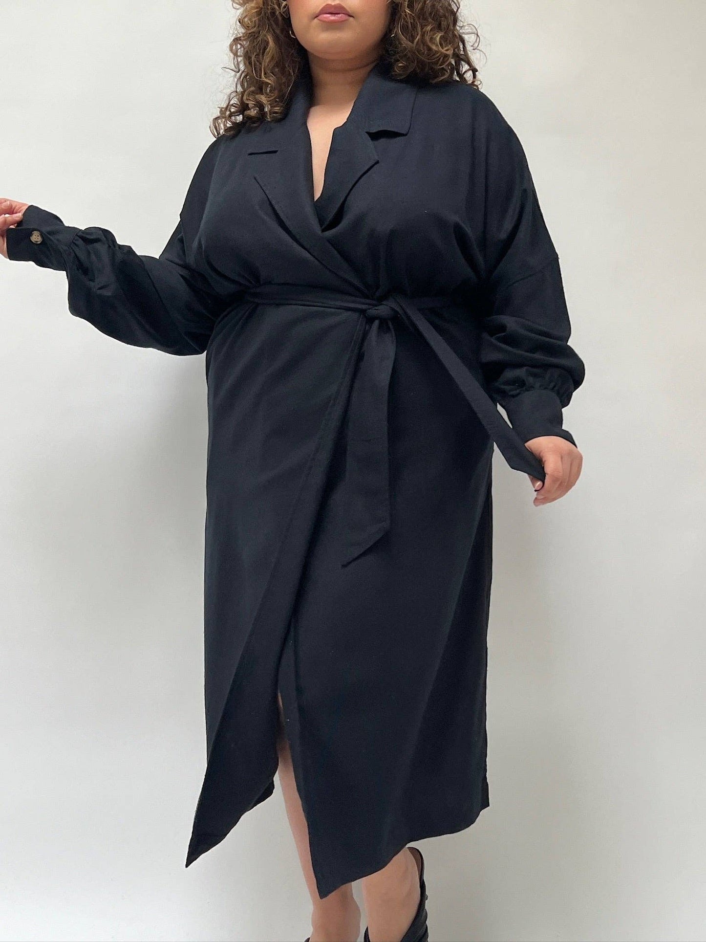 Na Nin - Layla Raw Silk Wrap Dress in Black