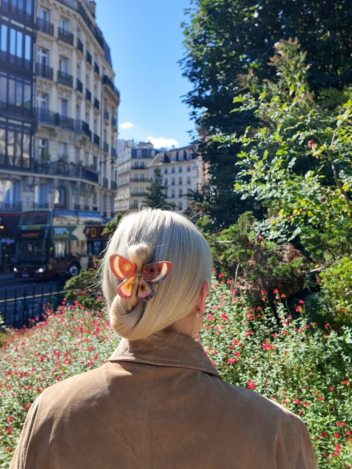 Solar Eclipse - Hand-painted Emperor Silk Moth Claw Hair Clip | Eco-Friendly: Brown