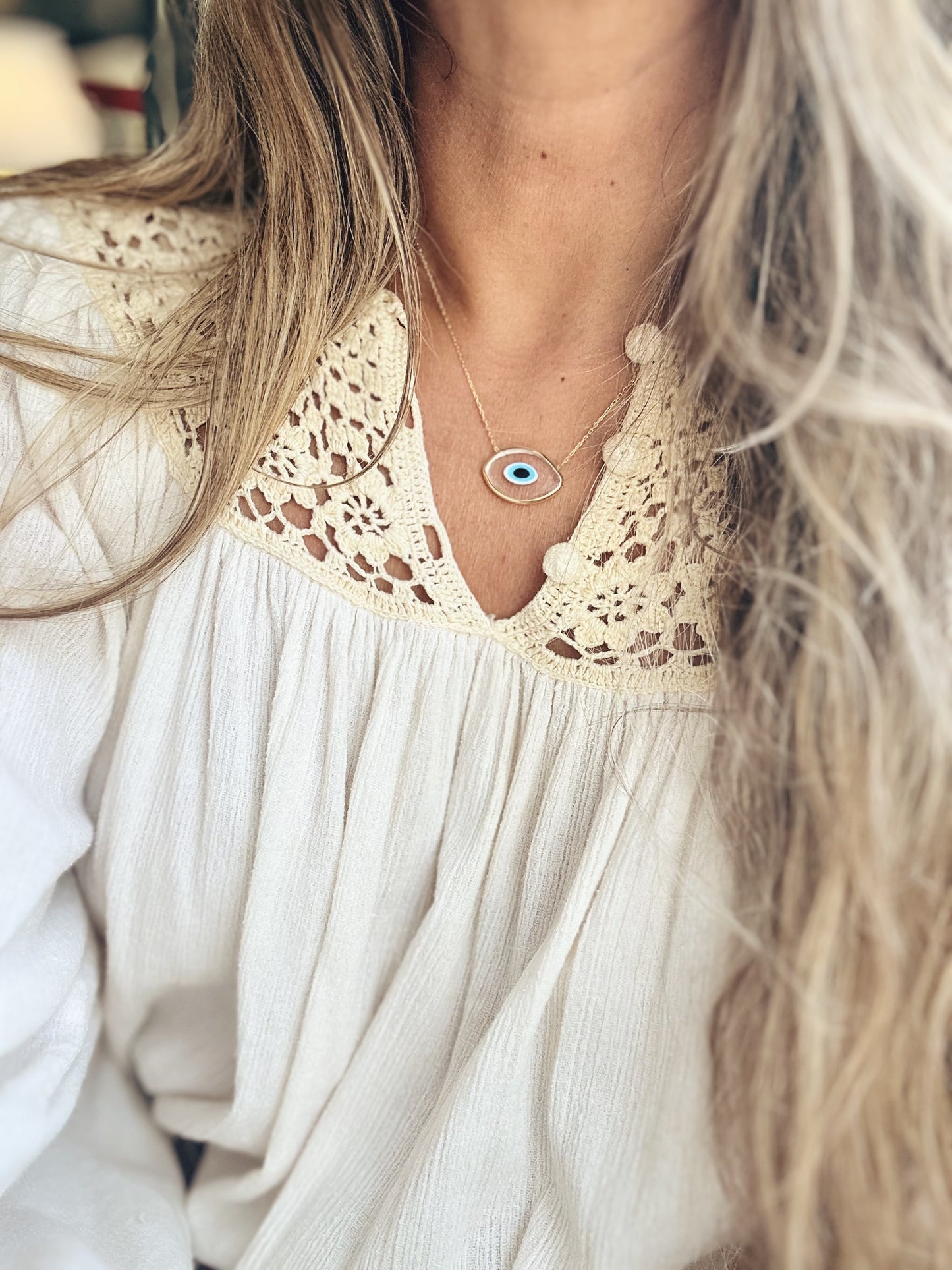 Greek mati eye pendant necklace