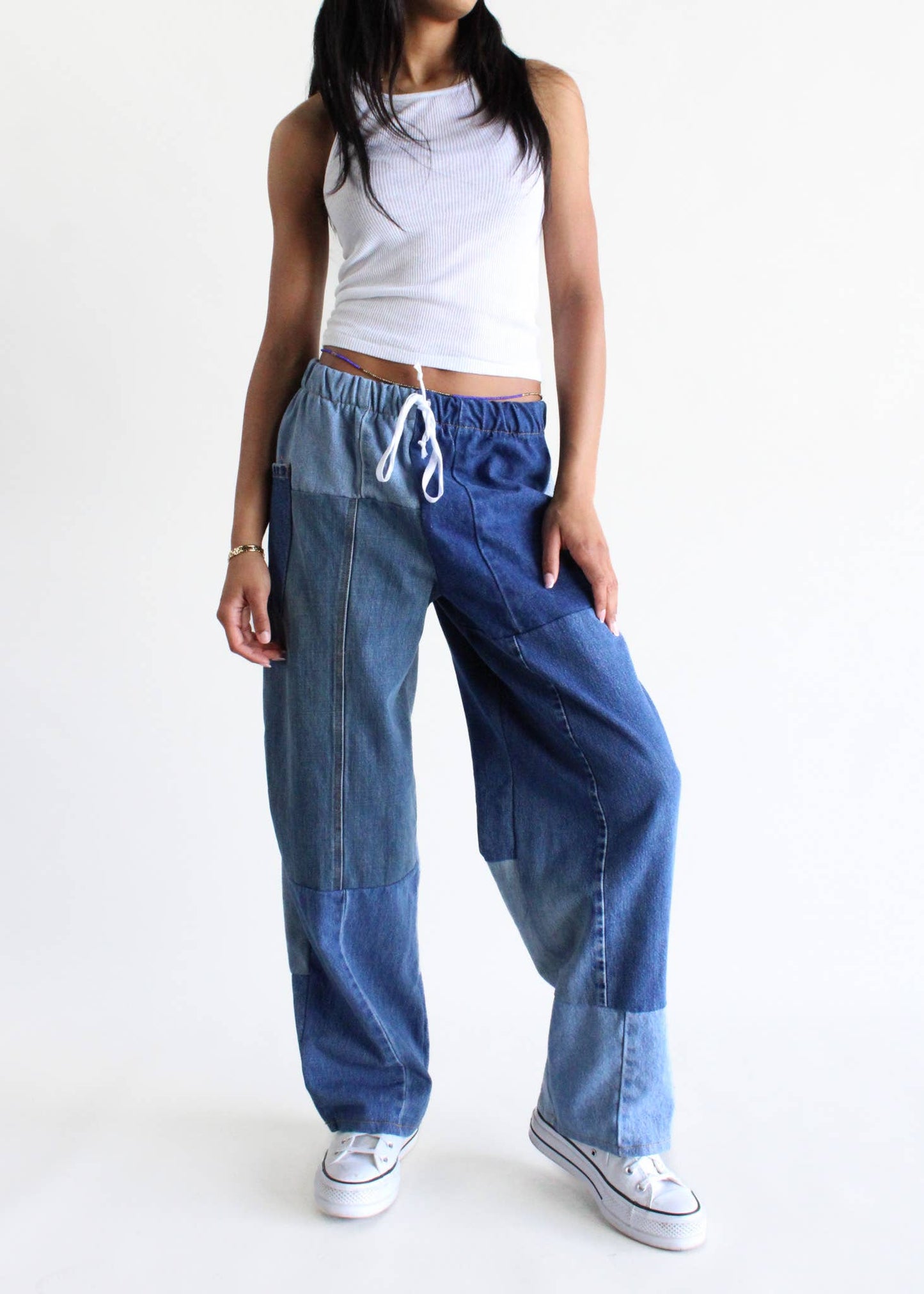 Denim Eco Patchwork Pants